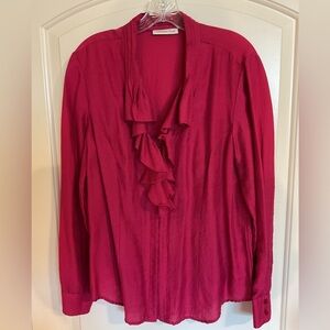 Coldwater Creek V-neck Ruffled Top Blouse - Size Large